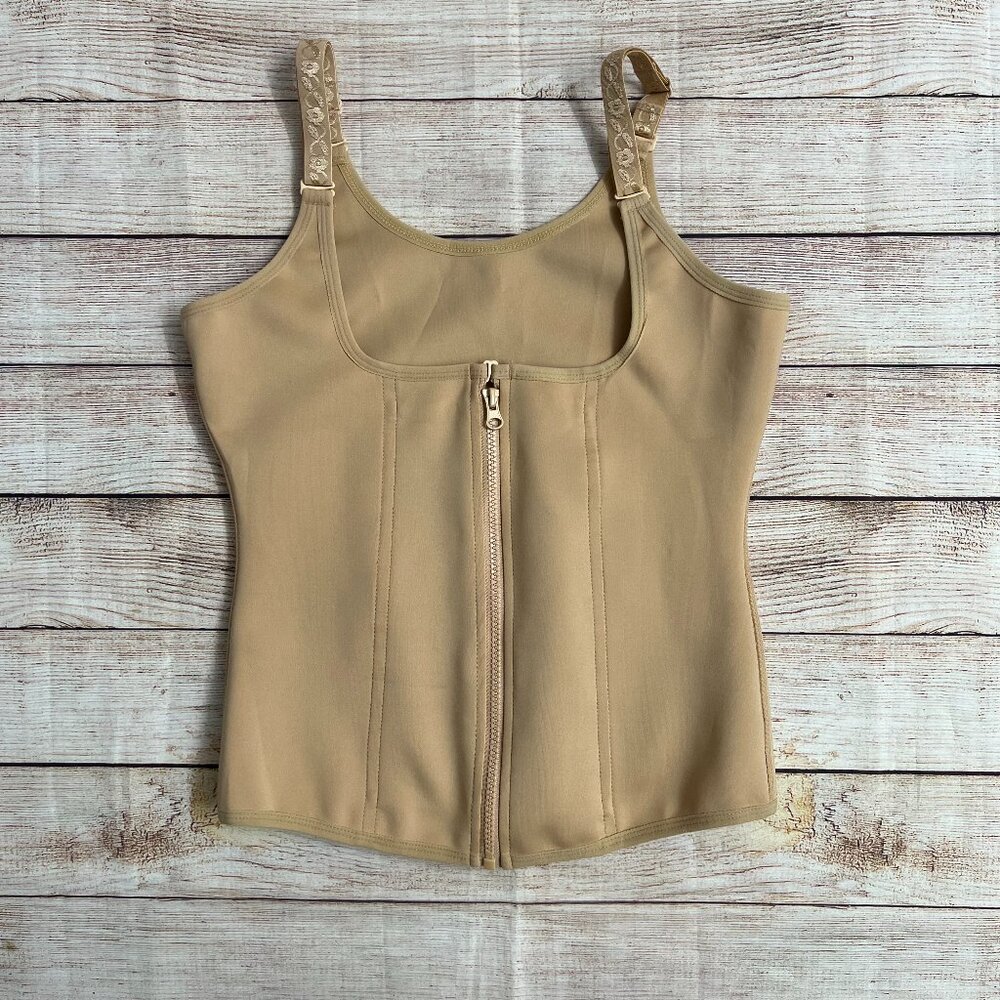 Waist‎ Trainer Vest XL Nude Compression Zipper Shapewear Body Shaper Corset